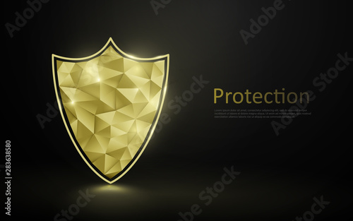 Gold luxury shield protection. Premium security. Vector illustration
