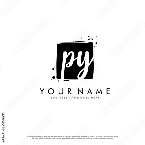 P Y PY initial square logo template vector
