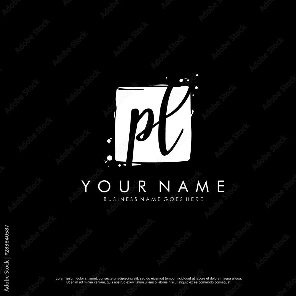 P L PL initial square logo template vector