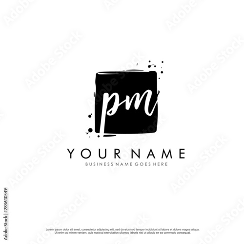 P M PM initial square logo template vector