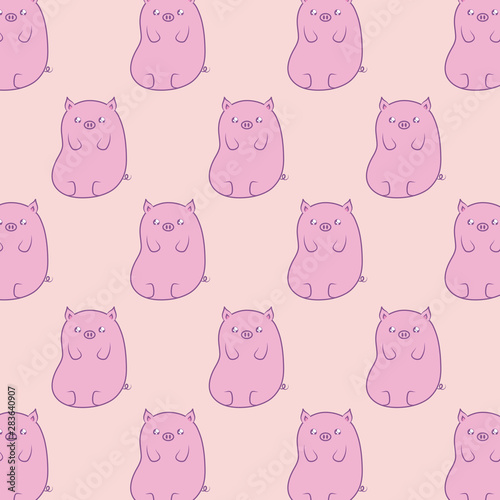 Fototapeta Naklejka Na Ścianę i Meble -  pattern of cute piggies baby animals kawaii style