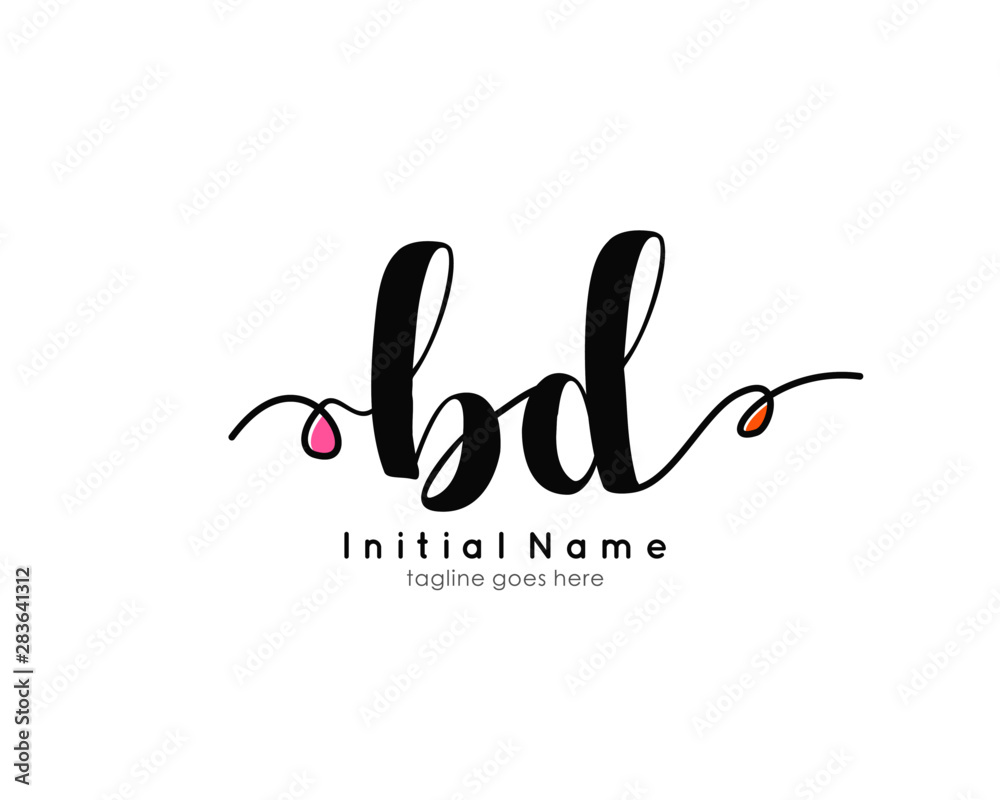 B D BD Initial brush color logo template vetor B D BD Initial brush color logo template vetor
