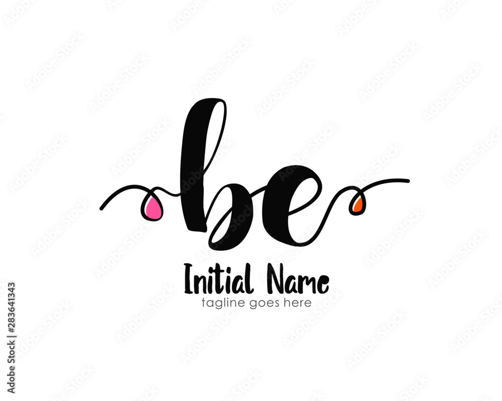 Obraz premium B E BE Initial brush color logo template vetor