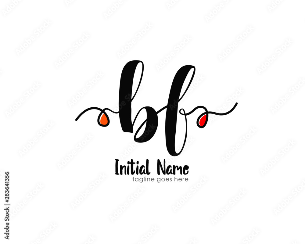 Fototapeta premium B F BF Initial brush color logo template vetor