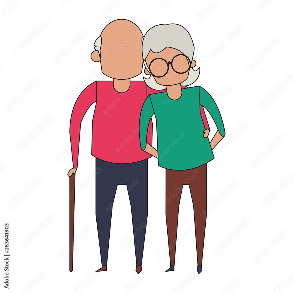 grandparents senior old people cartoon faceless grandparents senior old people cartoon faceless