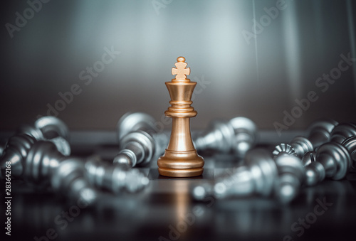 Canvas Print King chess battle on chessboard,Concept for business strategy and tactic battle,Success, business strategy