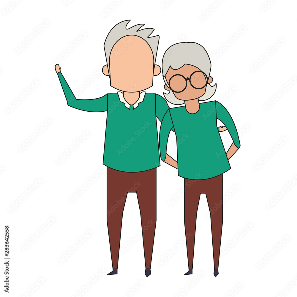 grandparents senior old people cartoon faceless grandparents senior old people cartoon faceless