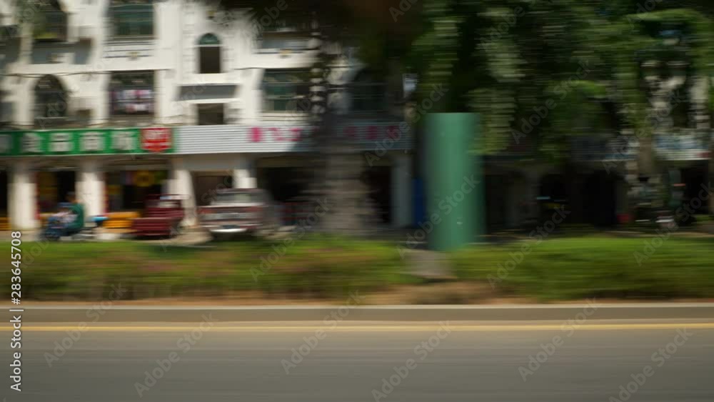 sanya city sunny day traffic bay street road trip pov side panorama 4k hainan china sanya city sunny day traffic bay street road trip pov side panorama 4k hainan china
