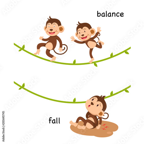 Opposite fall and balance vector illustration