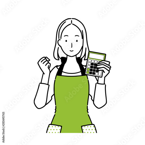 Illustration of a woman with a calculator.