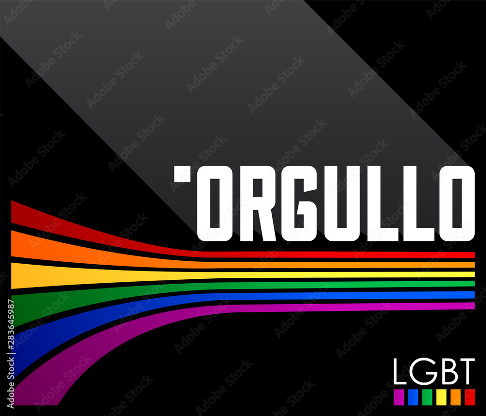 Orgullo, Pride Spanish text LGBT vector design.