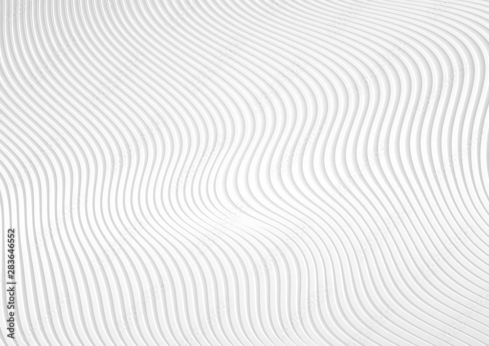 White 3d paper refracted curved waves. Abstract light grey papercut elegant wavy background. Vector geometric design White 3d paper refracted curved waves. Abstract light grey papercut elegant wavy background. Vector geometric design