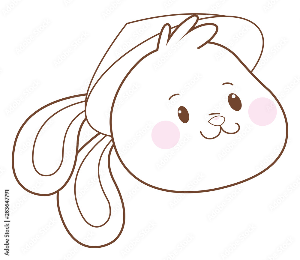Mid autumn rabbit face cartoon in black and white Mid autumn rabbit face cartoon in black and white