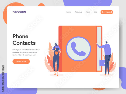 Landing page template of Phone Contacts Illustration Concept. Modern design concept of web page design for website and mobile website.Vector illustration EPS 10