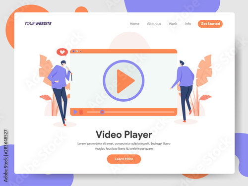 Landing page template of Video Player Illustration Concept. Modern design concept of web page design for website and mobile website.Vector illustration EPS 10