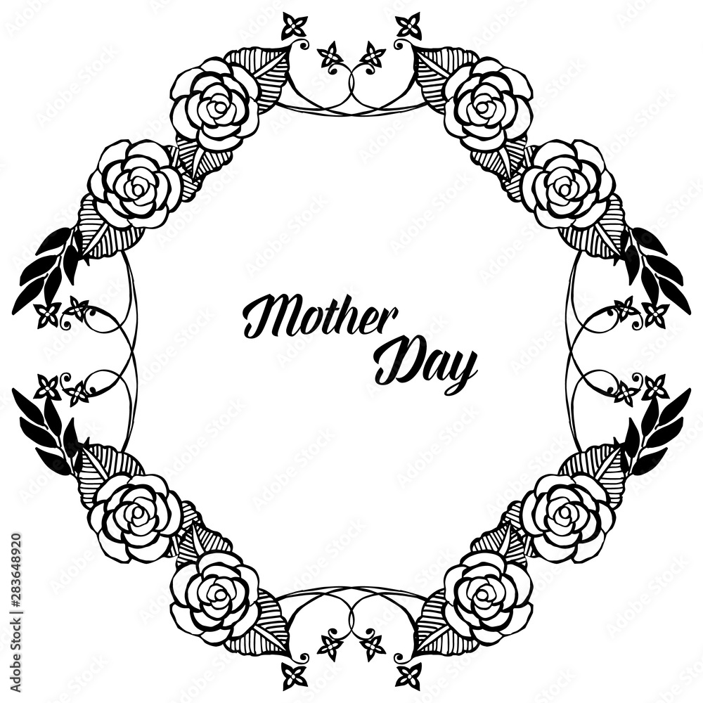 Template of card mother day, texture elegant flower frame, greeting card or celebration invitation card. Vector