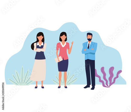 Business people working faceless cartoons