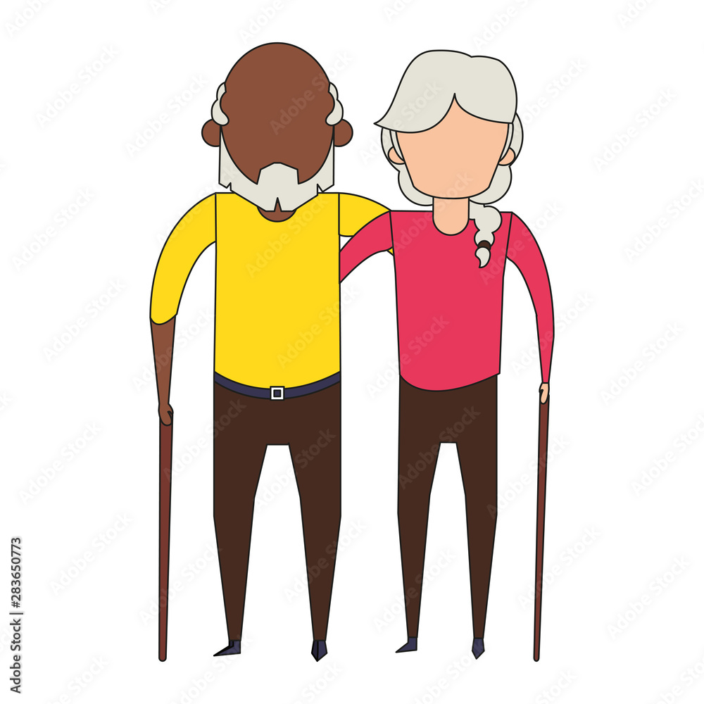 grandparents senior old people cartoon faceless