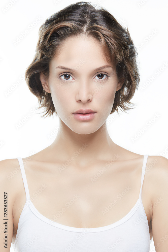 Clean woman face close up skin and cosmatic beauty concept. Clean woman face close up skin and cosmatic beauty concept.
