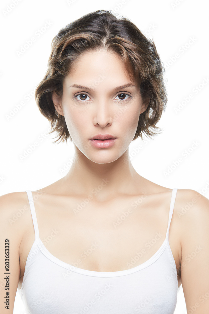Clean woman face close up skin and cosmatic beauty concept. Clean woman face close up skin and cosmatic beauty concept.