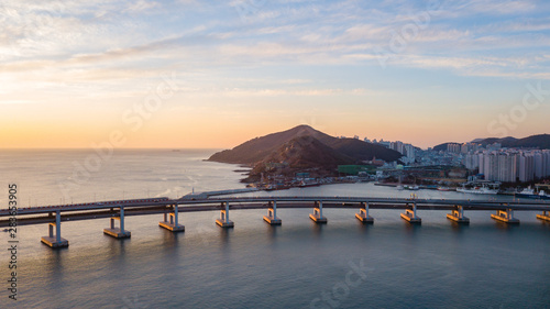 Aerial view of Gwangan Bridge in Busan City,South Korea photo