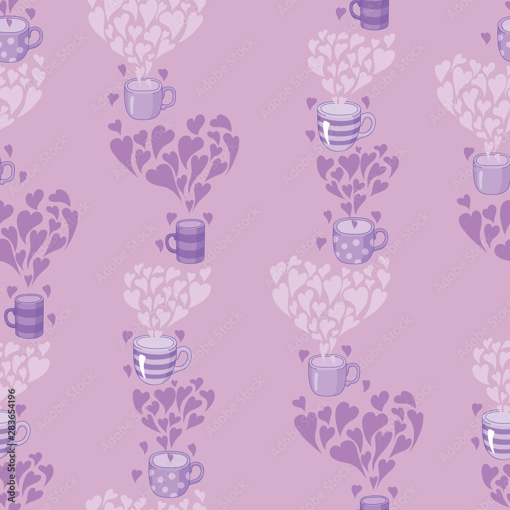 seamless pattern Tea and hearts