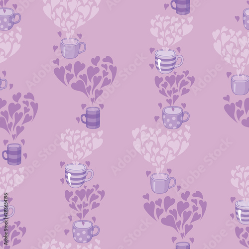 seamless pattern Tea and hearts