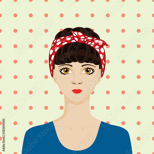 Portrait of rockabilly girl with dark hair