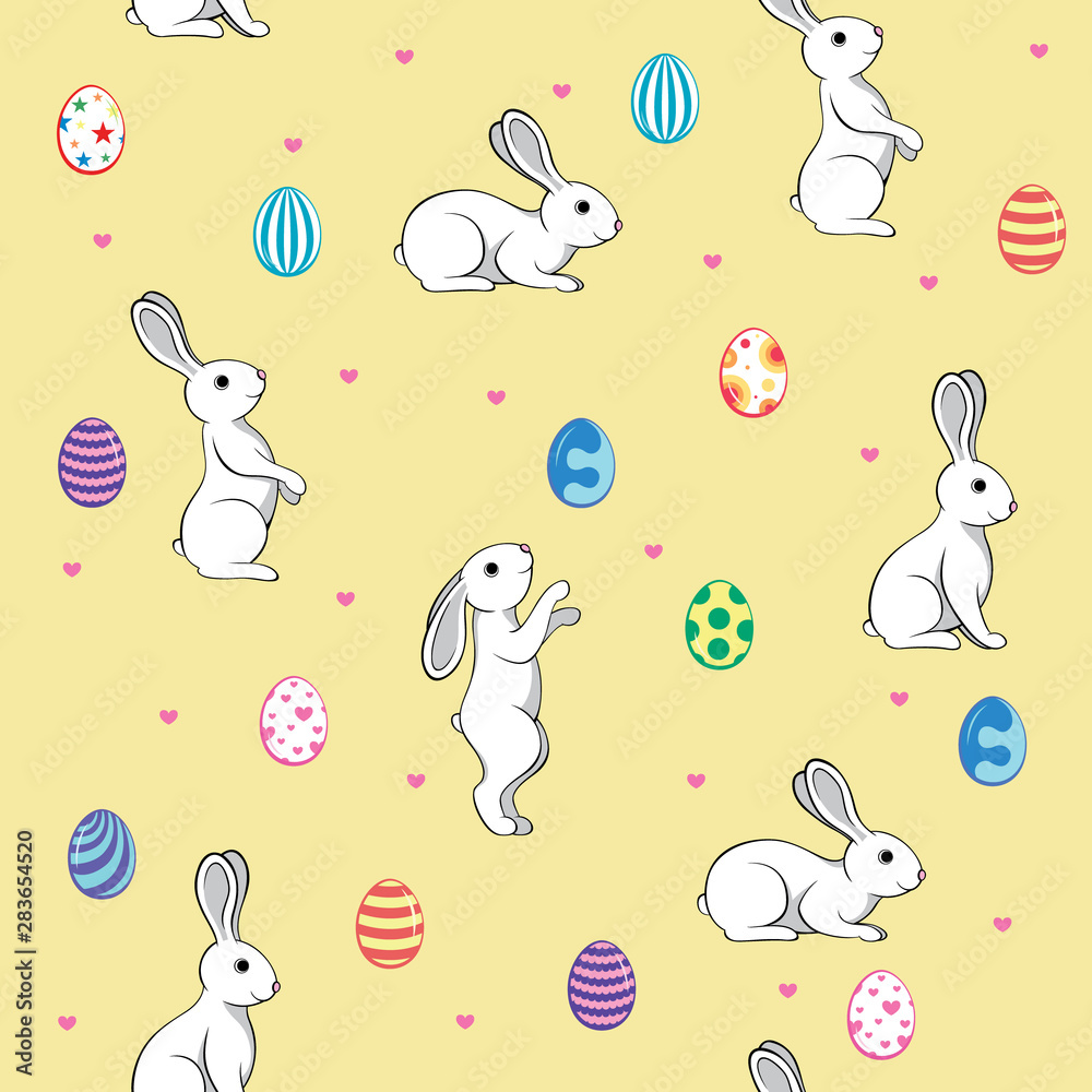 Seamless pattern of Easter eggs and rabbits Seamless pattern of Easter eggs and rabbits