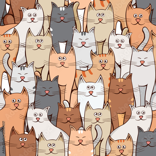many cats seamless pattern