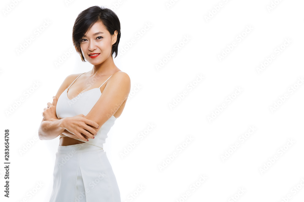 Attractive asian woman isolated on white background. Attractive asian woman isolated on white background.