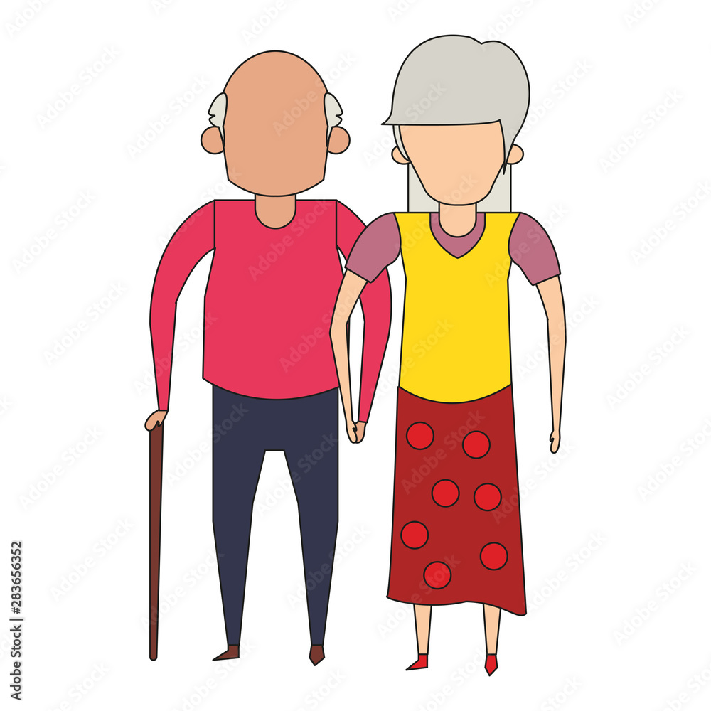 grandparents senior old people cartoon faceless grandparents senior old people cartoon faceless