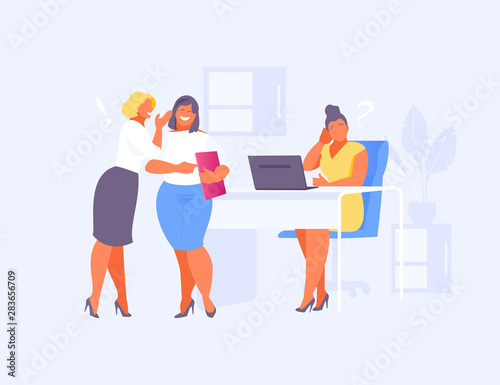 Gossip and mobbing in the office vector photo