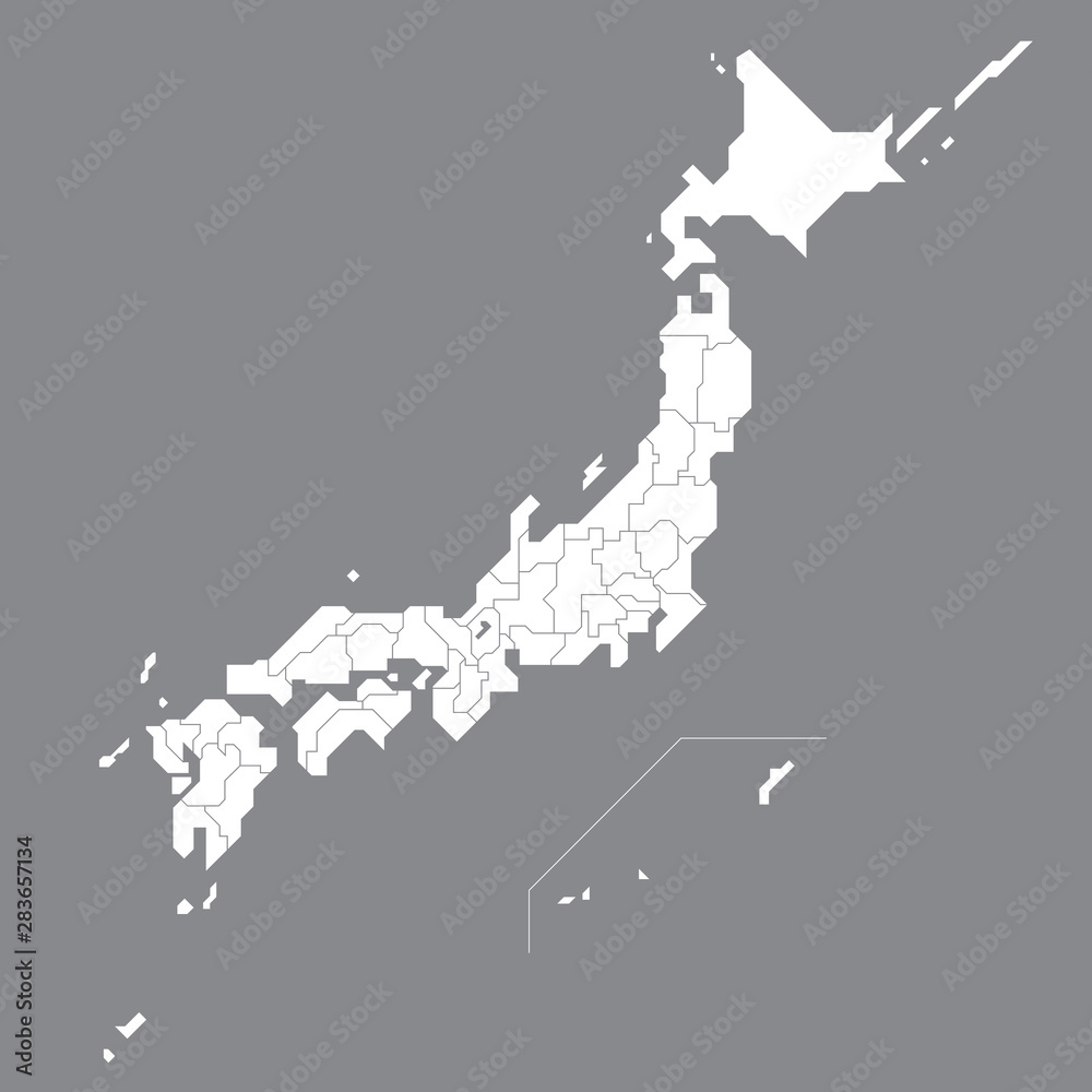 Stockvector 日本地図 白地図 県別 北方領土 Adobe Stock