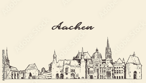 Aachen skyline North Rhine Westphalia Germany draw