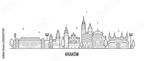 Krakow skyline Poland illustration city a vector photo