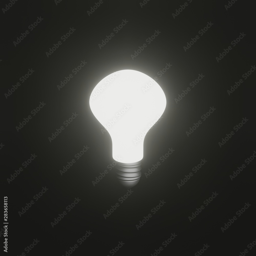 3D rendered illustration image of shining bright light bulb on black background 3D rendered illustration image of shining bright light bulb on black background