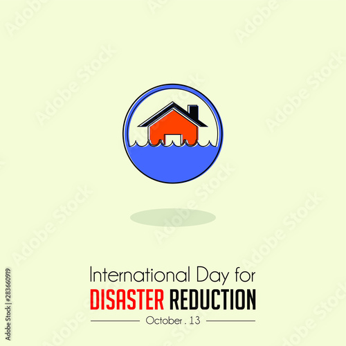 International Day of Disaster Reduction with Flood Cartoon Icon