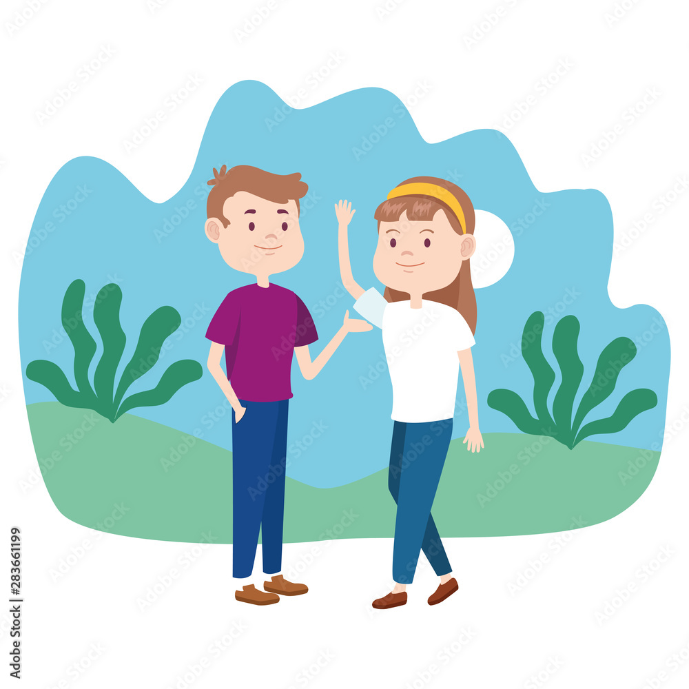 Young couple smiling outdoors Young couple smiling outdoors
