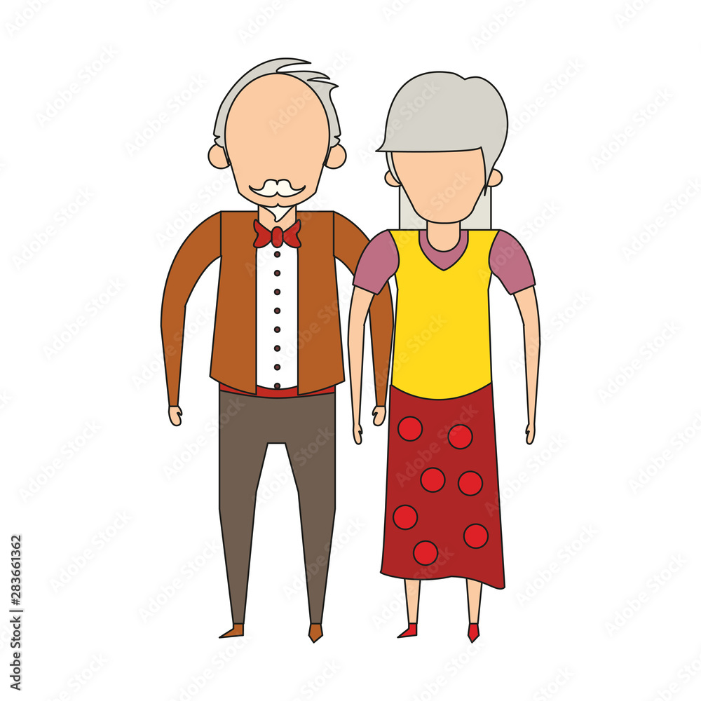 grandparents senior old people cartoon faceless grandparents senior old people cartoon faceless