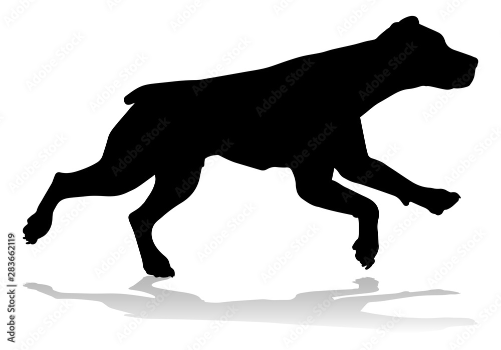 A detailed animal silhouette of a pet dog A detailed animal silhouette of a pet dog