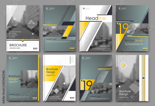 Abstract white a4 brochure cover design. Fancy info banner frame. Modern ad flyer text. Annual report binder. Title sheet model set. Fancy vector front page. City font blurb art. Yellow line figure