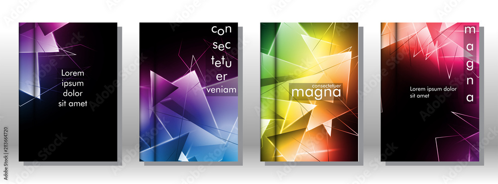 set the book cover the background of the light Triangle. Abstract composition of 3D triangles. Modern geometric backgrounds isolated black