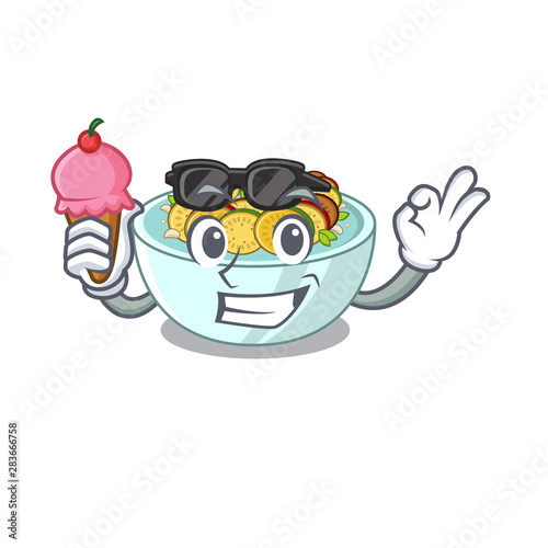 With ice cream ratatouille with in the character shape