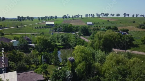 A little European village. Flight over cmall village. Moldavian little village. photo