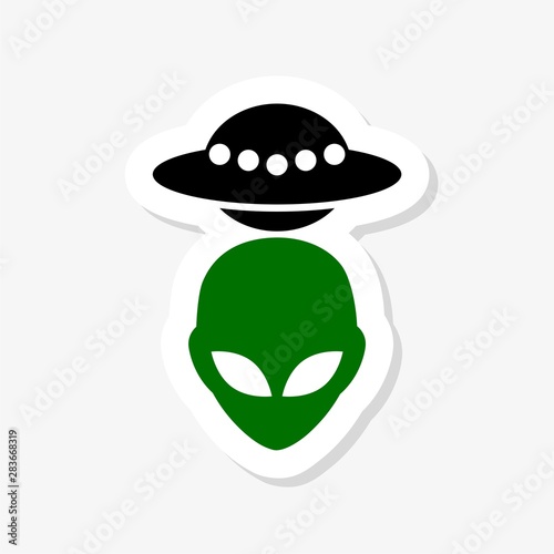 Ufo sticker logo. Simple illustration of Ufo logo for web design isolated on white background