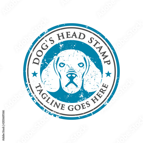dog head stamp logo design template