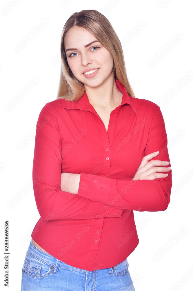 portrait of beautiful woman wearing casual clothing
