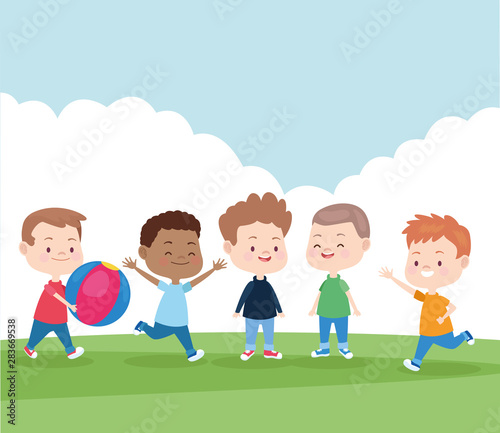 Kids playing and smiling in the park