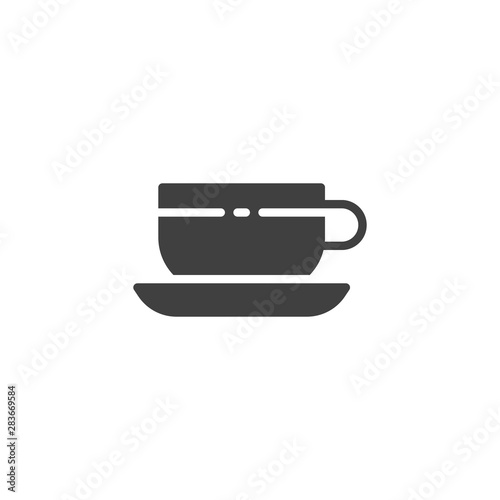 Tea cup vector icon. Coffee filled flat sign for mobile concept and web design. Cup, saucer glyph icon. Symbol, logo illustration. Vector graphics